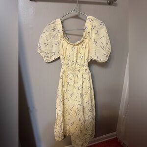 H&M Cream Floral Midi Dress